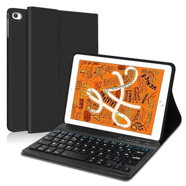 JADEMALL Coque Clavier pour iPad Mini 5/4/3/2/1, Coque iPad Mini 5 avec Clavier, AZERTY Français Clavier Magnétique Détachable Bluetooth pour iPad Mini 5/4/3/2/1 7.9", Noir