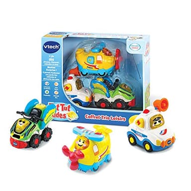 VTech - Tut Tut Bolides, Coffret Trio Loisirs, 3 Voitures Interactives, Avion Ã€ Hélices, Voiture De Police Et Quad, Jouet Musical Et Sonore, Cadeau Enfant De 1 an Ã€ 5 Ans - Contenu en Français