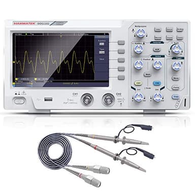 HANMATEK Oscilloscope Numérique Kit d'oscilloscope Professionnel Portable avec 2 Canaux et Ecran 7 Pouces / 18 cm, TFT-LCD, 110 MHz, 100-240 V DOS1102