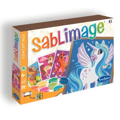 Sentosphère - Sablimage Licornes - Loisir creatif enfant – 4 tableaux – 16 couleurs de sable coloré – Activité manuelle enfant - Cadeau fille 6 ans - A partir de 4 ans - Fabriqué en France - 8812