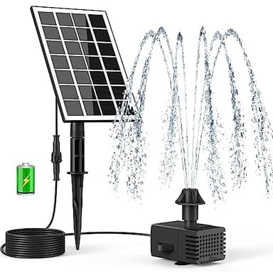SZMP Fontaine Solaire 3.5W avec Batterie 2000mAh,2025 Upgraded 16.4ft Fil Solaire Flottant Extérieur Fontaine Pompe Bassin Solaire avec 8 Buses pour Bain d'oiseaux,Étang,Piscine,Jardin Fontaine