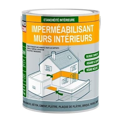 PRO COM Résine d'étanchéité mur intérieur, anti-humidité, anti-salpêtre - Plâtres, pierres, briques, ciment, béton 0.75 litres