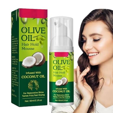 Mousse Coiffante à l'Huile d'Olive, Volume Mousse de Coiffage Pour Hommes et Femmes, Tenue Forte 60ml, Fluffy Hair Spray, Pour Tous les Types de Cheveux