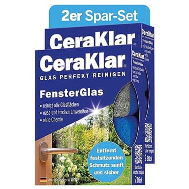 abrazo CeraKlar Vitres - 4 nettoyeurs de vitres, 2x2 pces - Nettoyeur de vitres, Nettoyage à Fond et sans Rayures des vitres, Nettoyeur de vitres pour Verre véritable, Nettoyer