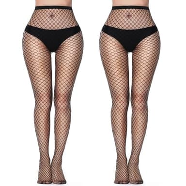 PROPOG Collant Resille Noir, Bas Resille Femme Sexy Taille Haute Classique Élastique Collant Femme (2 Types)
