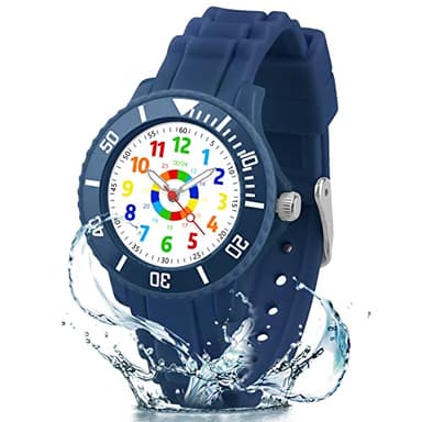 DTKID Montre Enfant Garçons,Filles, Montre pour Enfant avec Cadran Tournant, Étanche 30 M, Mode 12/24 Heures, Adaptée Aux Enfants De 4 À 15 Ans