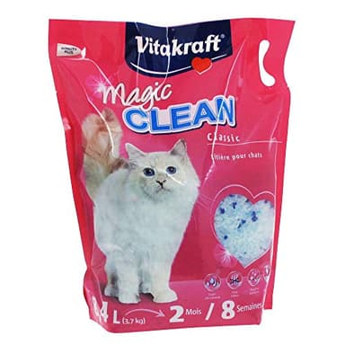 VITAKRAFT- Magic Clean Classic, Litière Non Agglomérante pour Chats, Perles Minérales, Antibactérienne, Très Peu Poussiéreuse, Dure 8 Semaines (1X 8,4L)