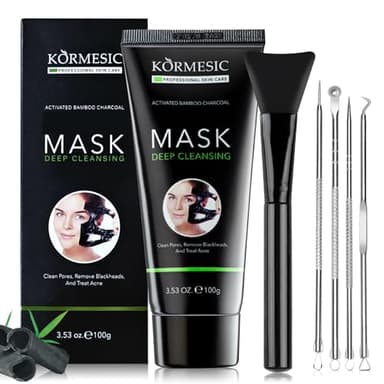 Masque Nettoyant en Profondeur pour Visage,Réduire les points noirs,Masque Purifiant pour Les Pores d'Acné des Têtes Noires Avec Extracteur Kit, 100g