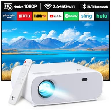 2025 Nouveau vidéoprojecteur Full HD, rétroprojecteur Bluetooth et WiFi, Haute luminosité 18000 lumens, Support 4K, Mini projecteur Haute Performance, Compatible iOS/Android