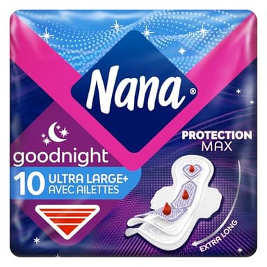 Nana Ultra Goodnight Large Serviettes Hygiéniques Avec Ailettes - 10 unités (lot de 1)