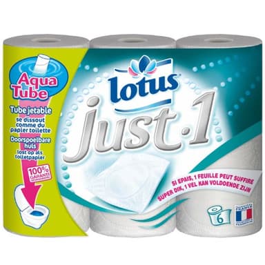 Lotus Just 1 - Papier Hygiénique Aquatube x 6 Rouleaux - Lot de 2