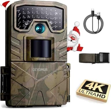 CEYOMUR Camera de Chasse, 4K 30fps Caméra de Chasse avec Vision Nocturne Infrarouge Étanche IP66 et Activée par Le Mouvement Piege Photographique pour la Surveillance de la Faune