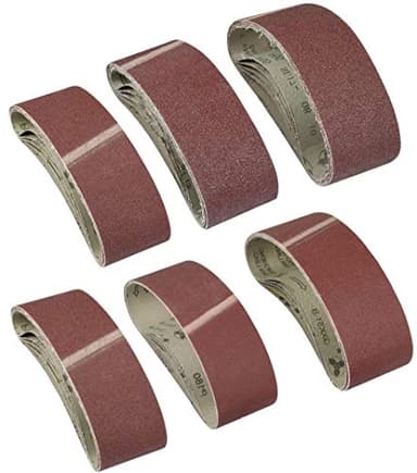 KAHEIGN 30 Pièces Bande De Ponçage, 75 x 533mm Tissu En Tissu Bande De Ponçage 40/60/80/120/180/240 Grains Oxyde D'aluminium Papier De Verre Ceintures Power File Pour Ponceuses à Bande Bosch
