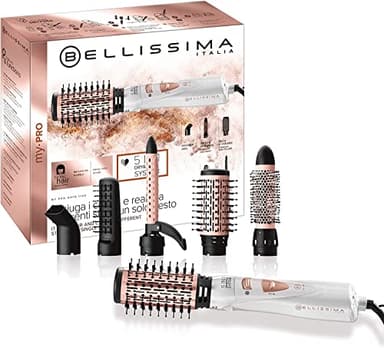 Bellissima Brosse Soufflante My Pro GH18 1100 - Brushing Professionnel avec Embouts en Céramique, Système Dry & Style 5 en 1-2 Combinaisons de Débit d'Air/Température, Position Air Froid Cool Fix