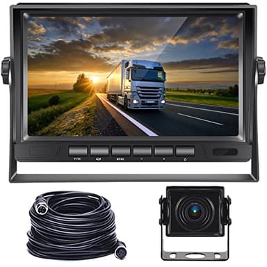 Hodozzy Kit Caméra de Recul pour Voiture avec Écran LCD 7 Pouces Moniteur et Caméra Vision Nocturne Étanche IP 69, Filaire Caméra Recul pour Camping Car, Camions, Remorques (12V-24V) avec 15m Câble