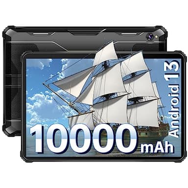 OUKITEL RT5 Tablette Incassable - 14+256GO(TF 1To) 10000mAh Batterie,10.1 FHD Tablette Durcie,16MP Caméra,4G Double SIM,Android 13 Tablette Antichoc,5G WiFi,IP68/IP69K/GPS/OTG/2Ans Garantie-Noir