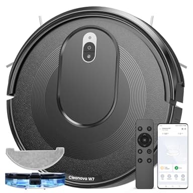 Vexilar Aspirateur Robot Laveur,Aspirateur Robot 2 en 1,Cleanova W7 Robot Aspirateur Aspiration 2800Pa, 120min d'Autonomie,Alexa/APP/IFTTT, Idéal pourTapis Sols Durs,Ultra-Mince Silencieux