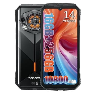 DOOGEE S Punk (2024), 16GB + 256GB, Batteria 10800mAh / 33W, Rugged 4G Téléphones Portables Débloqués, 50MP + 16MP Smartphones, Android 14 6,58 pollici, IP68/ IP69K/ 4G Dual SIM/NFC Noir