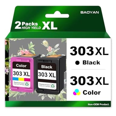 Cartouches 303 XL Noir et Couleur Remplacement pour HP Cartouches 303 303 XL 303XL Noir et Couleur Encre pour HP Envy Photo 6230 6220 7830 6232 6234 7130 7134 (1 Noir, 1 Couleur, 2 Pack)