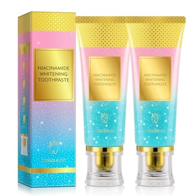 Dentifrice Blanchissant à la Niacinamide 2 Tube, Niacinamide Dentifrice Soin Doux Naturel, Santé des Gencives Une Réparation de L'émail et un Blanchiment Intensif (Taille unique, Pêche)