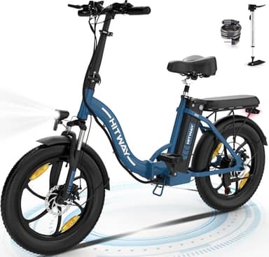 HITWAY Vélo Électrique,20" VTT Fat Bike Electrique Adulte Pliable,Batterie 36V/12Ah Electric Bike, Moteur 250W,Portée 35-90km,7 Vitesses,E Bike Ville