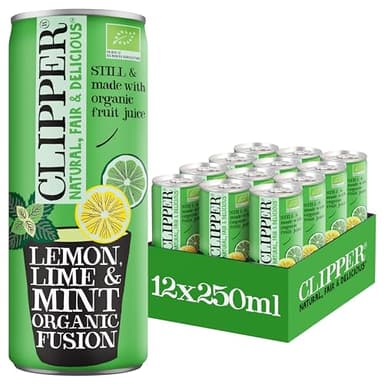 CLIPPER - Boisson Rafraichissante Bio - Fusion Citron, Citron Vert, Menthe - Sans sucre ajoutés - 25cl x 12