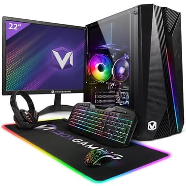 VIBOX I-72 PC Gamer Complet • 22" Écran • AMD Ryzen 3 3200G 4,0 GHz • Radeon Vega 8 • 8 Go RAM • 480 Go SSD • Linux OS • WiFi