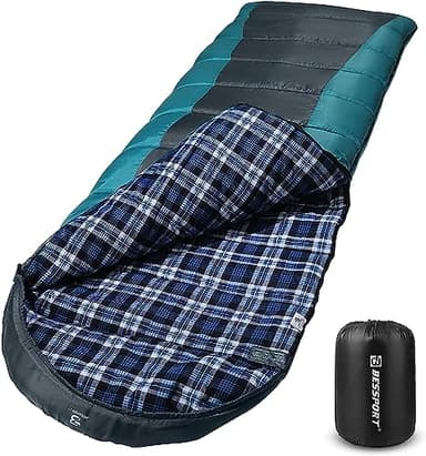 Bessport Sac de Couchage Température extrême -8-15°C Sac de Couchage Grand Froid, 3-4 Saisons Flanelle Produit Hiver Léger Convient pour l'extérieur, Le Camping, Les Voyages