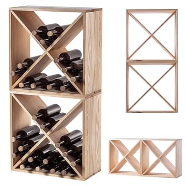 KADAX Casier en bois pour vin, 52 x 25,5 x 104 cm, étagère rustique pour nombre de bouteilles, support peu encombrant, armoire stable