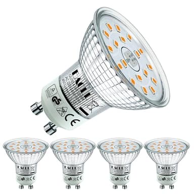 EACLL Ampoules LED GU10 Blanc Super Chaud 2200K, 4.9W Équivalent Halogène 60W, Lot de 4, 460 Lumens Éclairag sans Scintillement, Large Faisceau 120° Spot, Non Dimmable AC 230V Lampe à Réflecteur