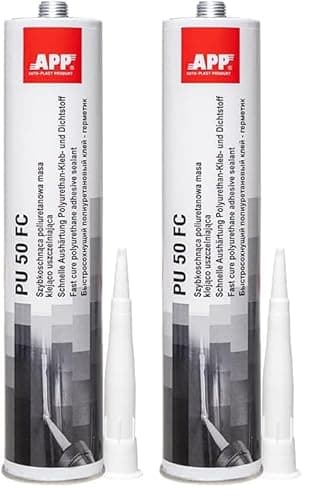 APP PU 50 FC Colle-mastic carrosserie voiture | Colle polyuréthane: excellent pour une utilisation comme colle a pare brise | Mastic colle étanche pour nombreux matériaux | Blanc | 310 ml (Lot de 2)