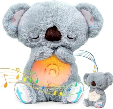 KOMEIYL Loutre Qui Respire, Koala Qui Respire pour Adulte, Peluche Lumineuse avec Musique Apaisante et Lumière Douce sur Le Ventre, Compagnon de Sommeil Anti-Stress Idéal pour Soulager l'Anxiété