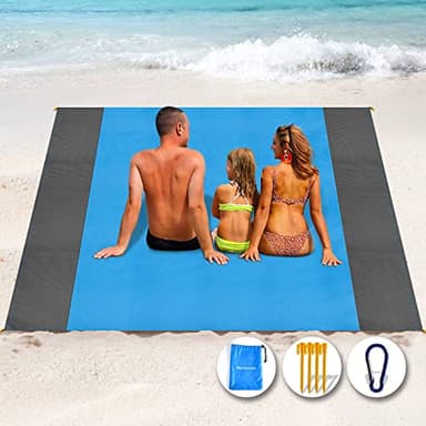 Henrycares Tapis de Plage 250 x 200cm Anti Sable, Couverture de Plage Large Imperméable Compact Natte de Plage pour Plage, Camping, Picnic, Voyage (Bleu)