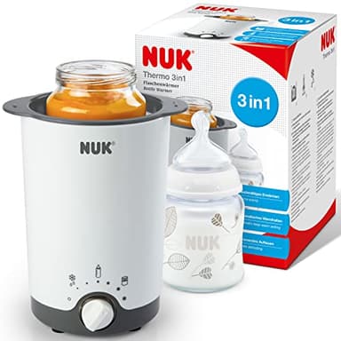 NUK Thermo 3 en 1 Chauffe-biberon | Décongèle en douceur, réchauffe et maintient au chaud les liquides et les aliments mous | Panier amovible pour un retrait facile | Prise européenne à 2 broches