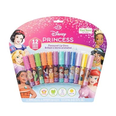 Disney Princesse 12 pièces à base de plantes Gloss à lèvres filles faveurs de fête, premier maquillage parfait pour les fêtes, cadeaux d'anniversaire Sleepovers âges 3 + par Townley Girl
