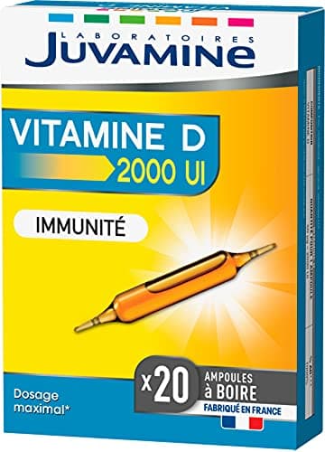 JUVAMINE - Immunité - Vitamine D 2000 UI 50ug - Défenses Immunitaires - Boite de 20 Ampoules (Lot de 1)