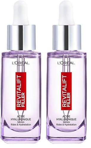 L’Oréal Paris – Sérum Anti-Rides & Anti-Âge – 1.5% Acide Hyaluronique Pur – Soin Visage Hydratant, Repulpant & Lissant – Pour Tous Types de Peaux – Revitalift Filler – 30 ml (Lot de 2)
