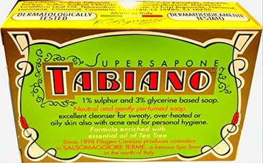 Savon au Soufre et Glycérine - Supersapone Tabiano Traitement Anti-Acné, Psoriasis & Eczéma, 125g