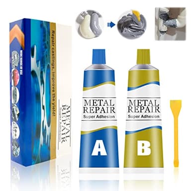 Miioto 100g Soudure a Froid Metal, Soudure a Froid Aluminium, Colle Metal Extra Forte, Colle Haute Temperature pour Réparer Divers Défauts de Moulage Pâte de Réparation En Métal