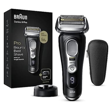 Braun Series 9 Pro Rasoir Électrique Homme Barbe, Noir/Argenté, Tête 4+1 avec tondeuse ProLift, Batterie de 60 minutes, Wet & Dry, pour barbes de 1, 3 et 7 jours, 9410s