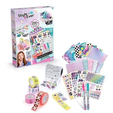 Kit de scrapbooking, plus de 200 accessoires inclus, des heures de plaisir créatif, scrapbooking et personnalisation de votre carnet préféré, autocollants, ruban adhésif, pochoirs, possibilités