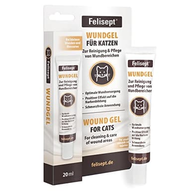 Felisept Gel cicatrisant pour chats 20ml - Soins des Plaies pour chats - Plaie chat - Pour nettoyer les zones de plaies - Gel Antibactérien pour le Nettoyage des Plaies - Gel antiseptique chats