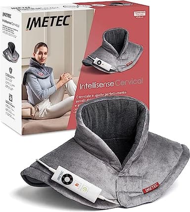 Imetec Intellisense Cervical Ultra Doux - Coussin Chauffant Électrique Nuque, Cou - Tissu Hypoallergénique, 5 Températures, Chauffage Rapide, Protection contre Surchauffe, Lavable en Machine 47x52 cm