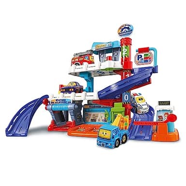 VTech - Tut Tut Bolides Série Pro, Maxi Garage Interactif avec Voiture Dépanneuse Iris à Votre Service, Garage Voitures, 6 Zones Magiques, Cadeau Enfant de 2 Ans à 6 Ans - Contenu en Français