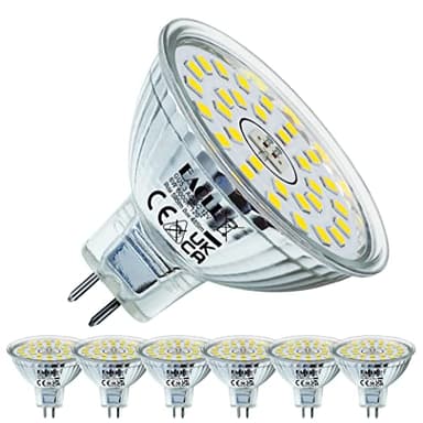 EACLL Ampoules LED GU5.3 6W Blanc Froid Équivalent 50W MR16 Halogène, Lot de 6, 485 Lumens 6000K Non Dimmable, Éclairag sans Scintillement, Angle de Faisceau 120° Spot, AC/DC 12V Lampe à Réflecteur
