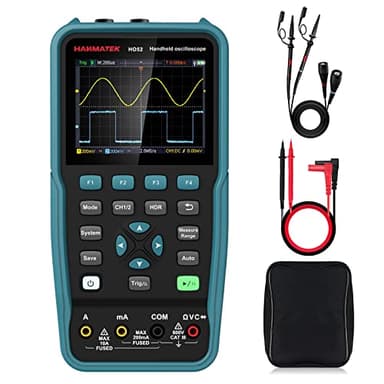 Oscilloscope Numérique, Mini-Oscilloscope TFT HANMATEK HO52 3,5", Oscilloscope et Multimètre 2 EN 1, Ecran Rétroéclairé, Fonction d'auto-Etalonnage, 7 Mesures automatiques, Fonction de Mémoire