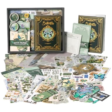 SAVOSWEET Scrapbook Kit, Papillon Scrapbooking Kit Débutant, Bullet Journal Accessoire DIY avec Carnet A6, Ruban Adhésif Washi, Autocollants, Papier Décoratif, Bloc Notes, Cartes