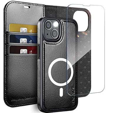 OCASE Coque Amovible 2 en 1 pour iPhone 13 - Etui Portefeuille [RFID Blocage] [Fentes pour Cartes] Antichoc TPU Housse Cuir PU (6,1 Pouces) - Noir