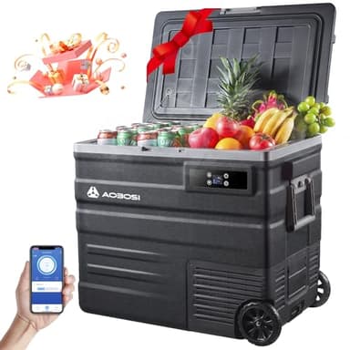 AAOBOSI 65L Glacière à Compression, Glaciere Électrique -20℃ à 20℃, Frigo Camion APP&Bouton Contrôle, 12/24V DC et 100-240V AC Glaciere Camping Pour Voiture, Camion, Bateau et Prise De Courant