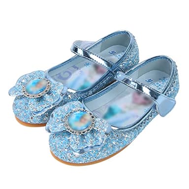 YOSICIL ELSA Chaussures de princesse pour fille - Sandales à paillettes pour déguisement de cosplay, fête d'anniversaire, Noël, carnaval, Halloween, bleu, 30 EU